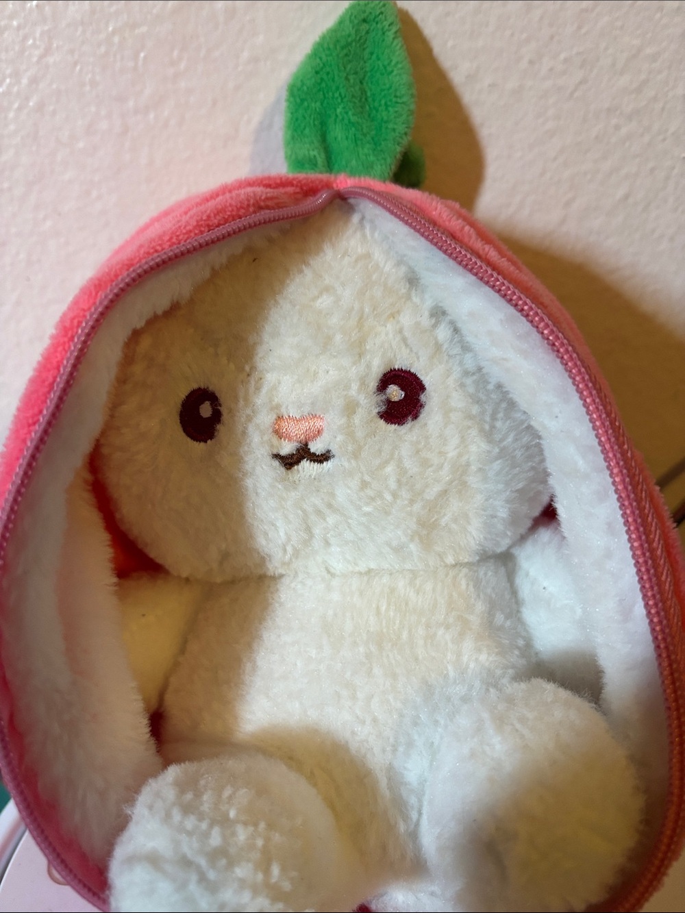 Kawaii Reversible Strawberry Bunny Hide and Seek Plushie Toy